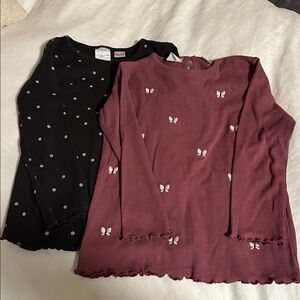 2 Zara girls ribbed long sleeve tops bundle size 4/5